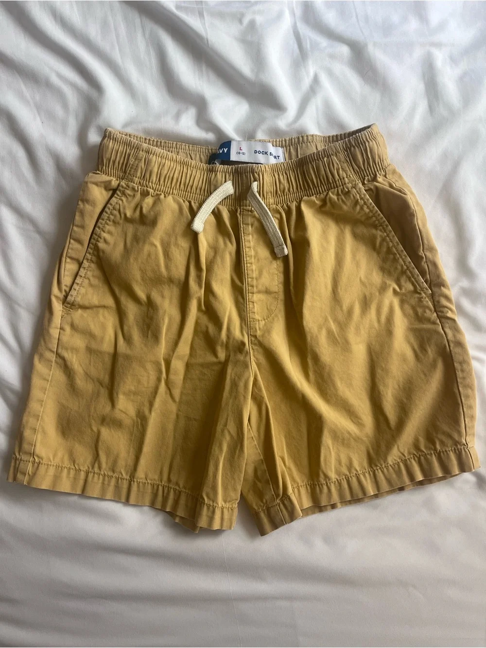 Old Navy boys Yellow cotton and Brown nylon Drawstring Athletic Shorts - 2 Pack